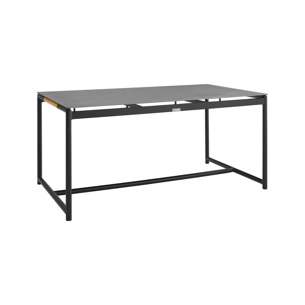 Royal Black Aluminum and Teak Outdoor Dining Table with Stone Top By Armen Living | Outdoor Tables | Modishstore - 2