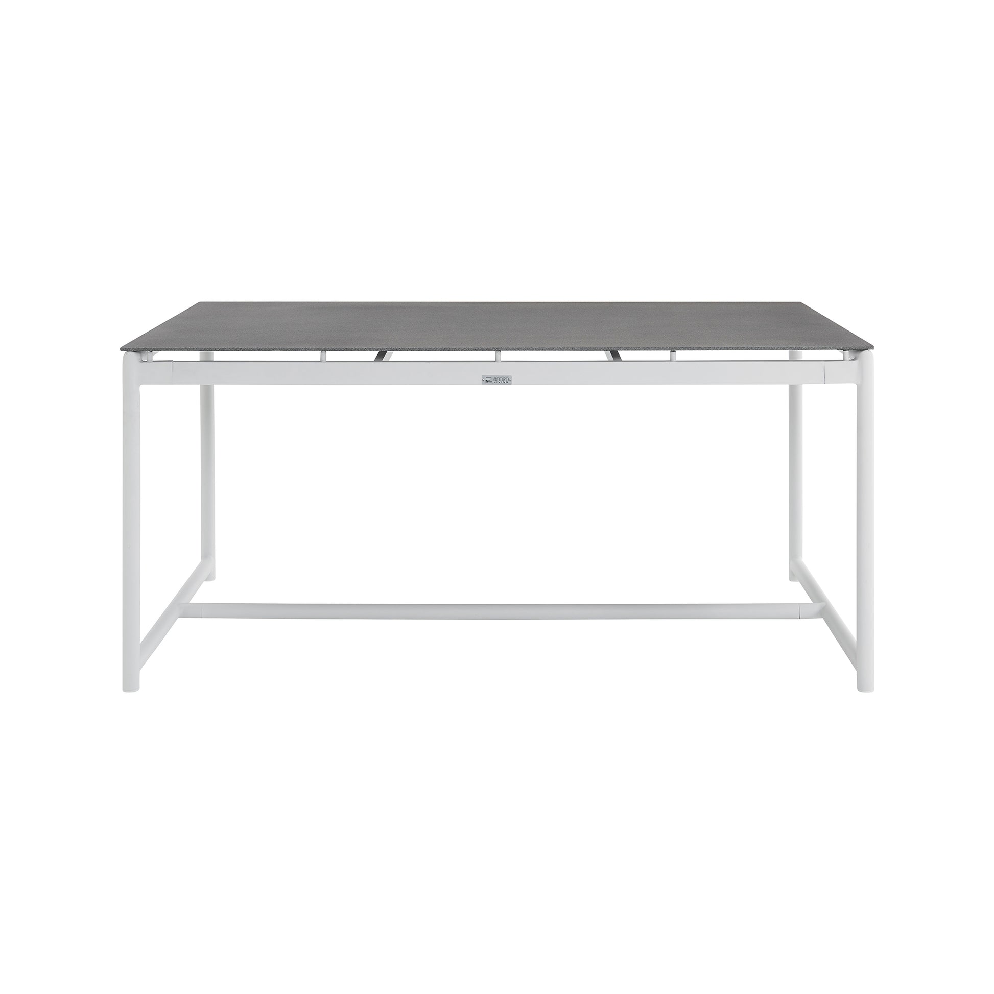 Royal White Aluminum and Teak Outdoor Dining Table with Stone Top By Armen Living | Outdoor Tables | Modishstore - 4