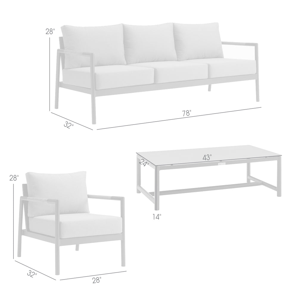 Royal 4 Piece Black Aluminum and Teak Outdoor Seating Set with Dark Gray Cushions By Armen Living | Outdoor Sofas, Loveseats & Sectionals | Modishstore - 9
