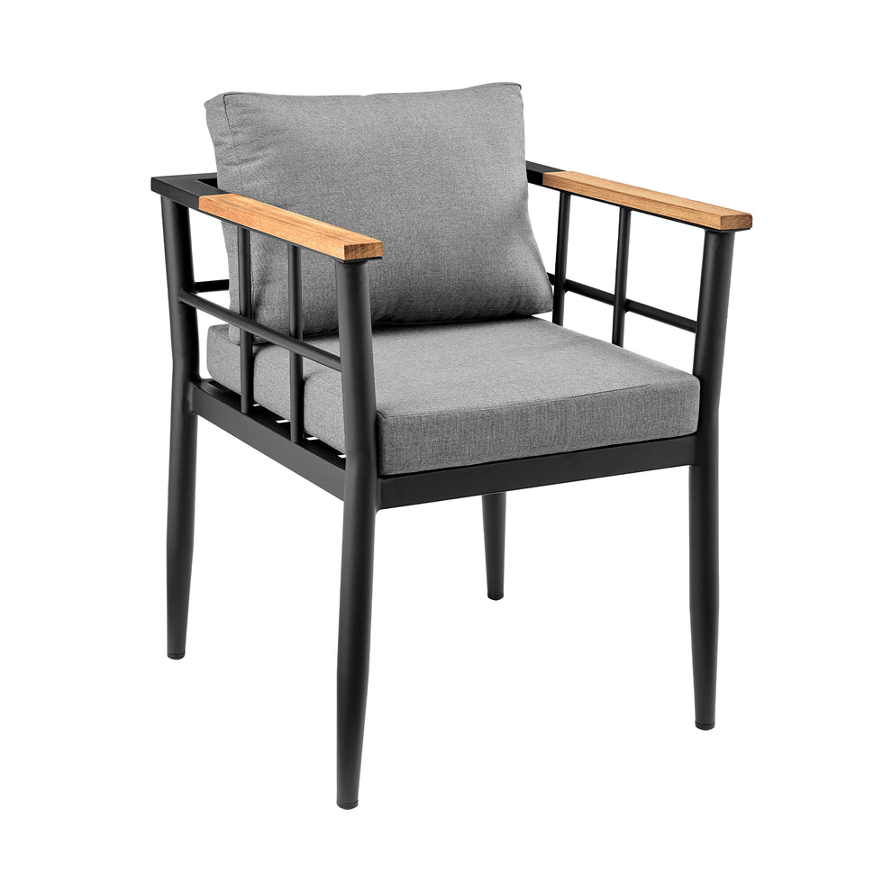 Beowulf Outdoor Patio Dining Chair in Aluminum and Teak with Grey Cushions – Set of 2 By Armen Living | Outdoor Chairs | Modishstore - 4
