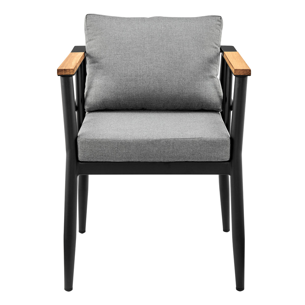 Beowulf Outdoor Patio Dining Chair in Aluminum and Teak with Grey Cushions – Set of 2 By Armen Living | Outdoor Chairs | Modishstore - 5