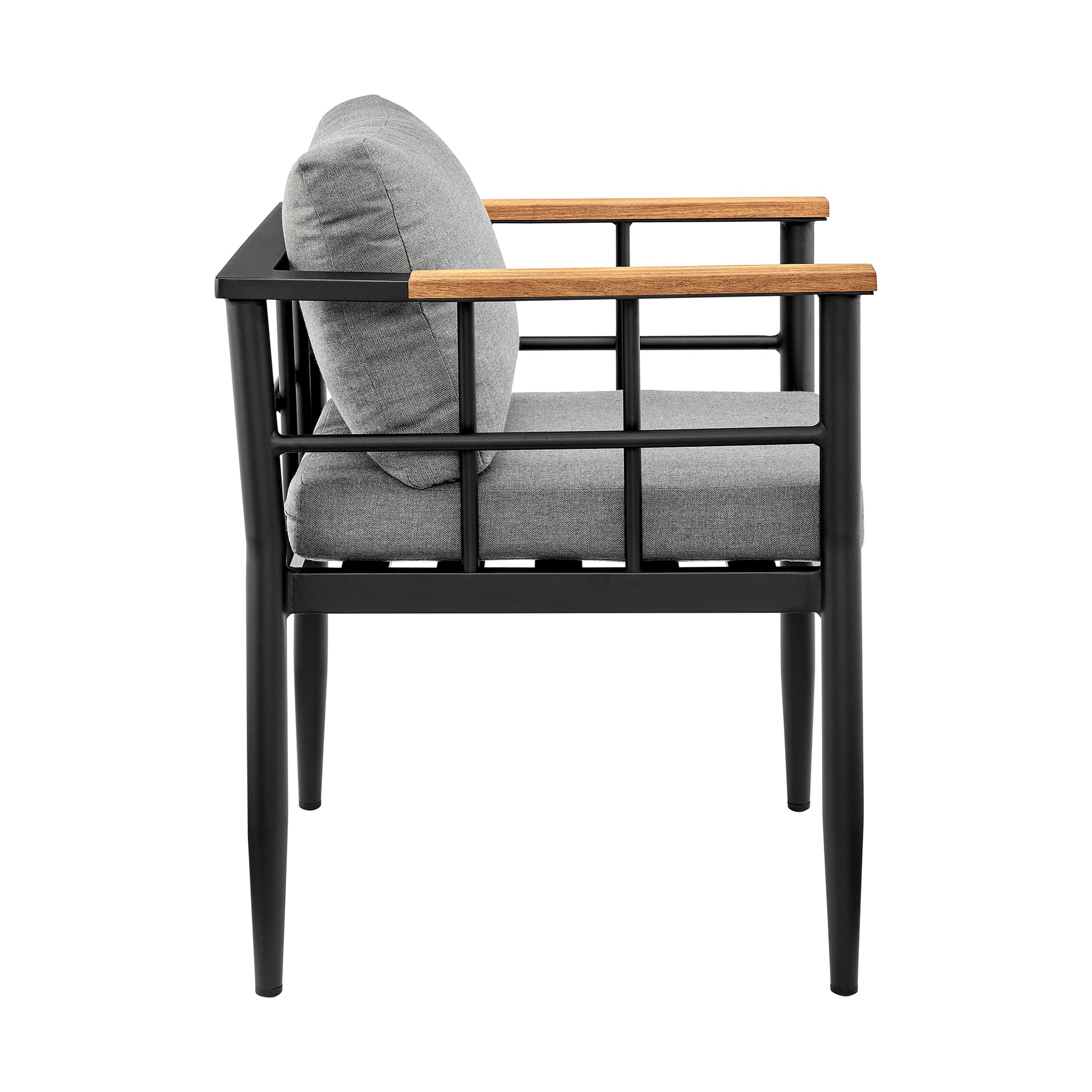 Beowulf Outdoor Patio Dining Chair in Aluminum and Teak with Grey Cushions – Set of 2 By Armen Living | Outdoor Chairs | Modishstore - 6