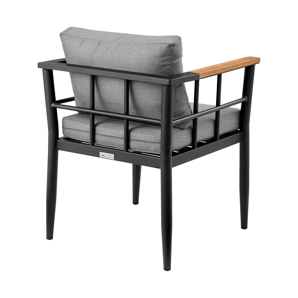 Beowulf Outdoor Patio Dining Chair in Aluminum and Teak with Grey Cushions – Set of 2 By Armen Living | Outdoor Chairs | Modishstore - 7