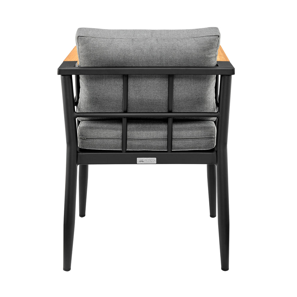 Beowulf Outdoor Patio Dining Chair in Aluminum and Teak with Grey Cushions – Set of 2 By Armen Living | Outdoor Chairs | Modishstore - 8