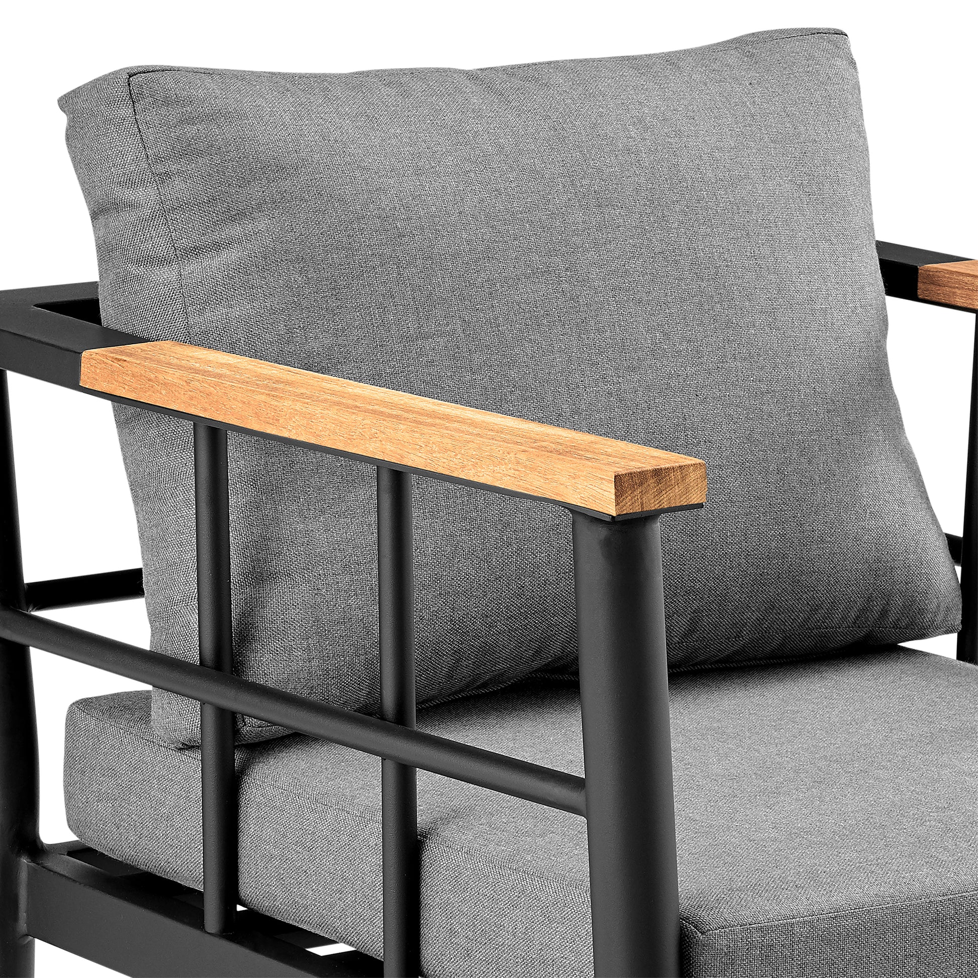 Beowulf Outdoor Patio Dining Chair in Aluminum and Teak with Grey Cushions – Set of 2 By Armen Living | Outdoor Chairs | Modishstore - 11