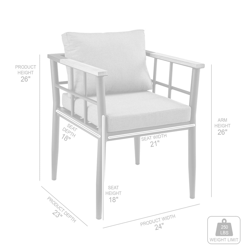 Beowulf Outdoor Patio Dining Chair in Aluminum and Teak with Grey Cushions – Set of 2 By Armen Living | Outdoor Chairs | Modishstore - 10