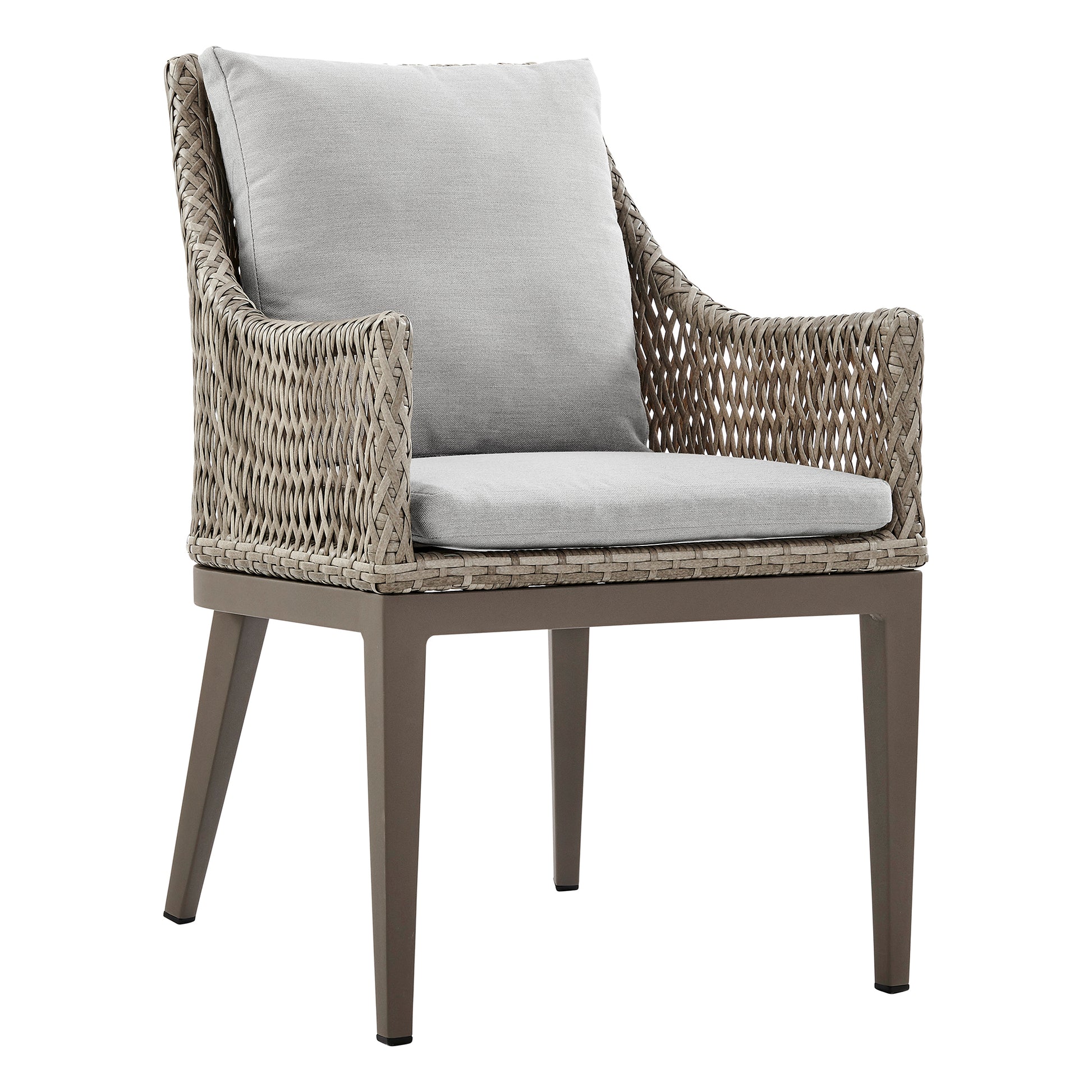 Silvana Outdoor Wicker and Aluminum Gray Dining Chair with Beige Cushions - Set of 2 By Armen Living | Outdoor Chairs | Modishstore - 4