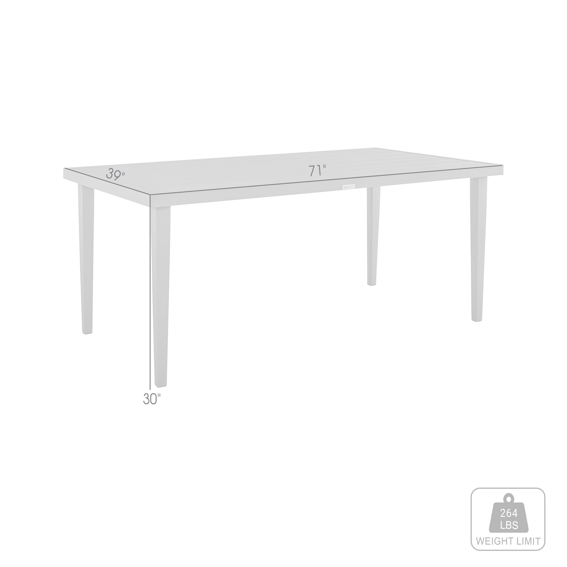 Silvana Outdoor Aluminum Gray Rectangle Dining Table By Armen Living | Outdoor Tables | Modishstore - 9