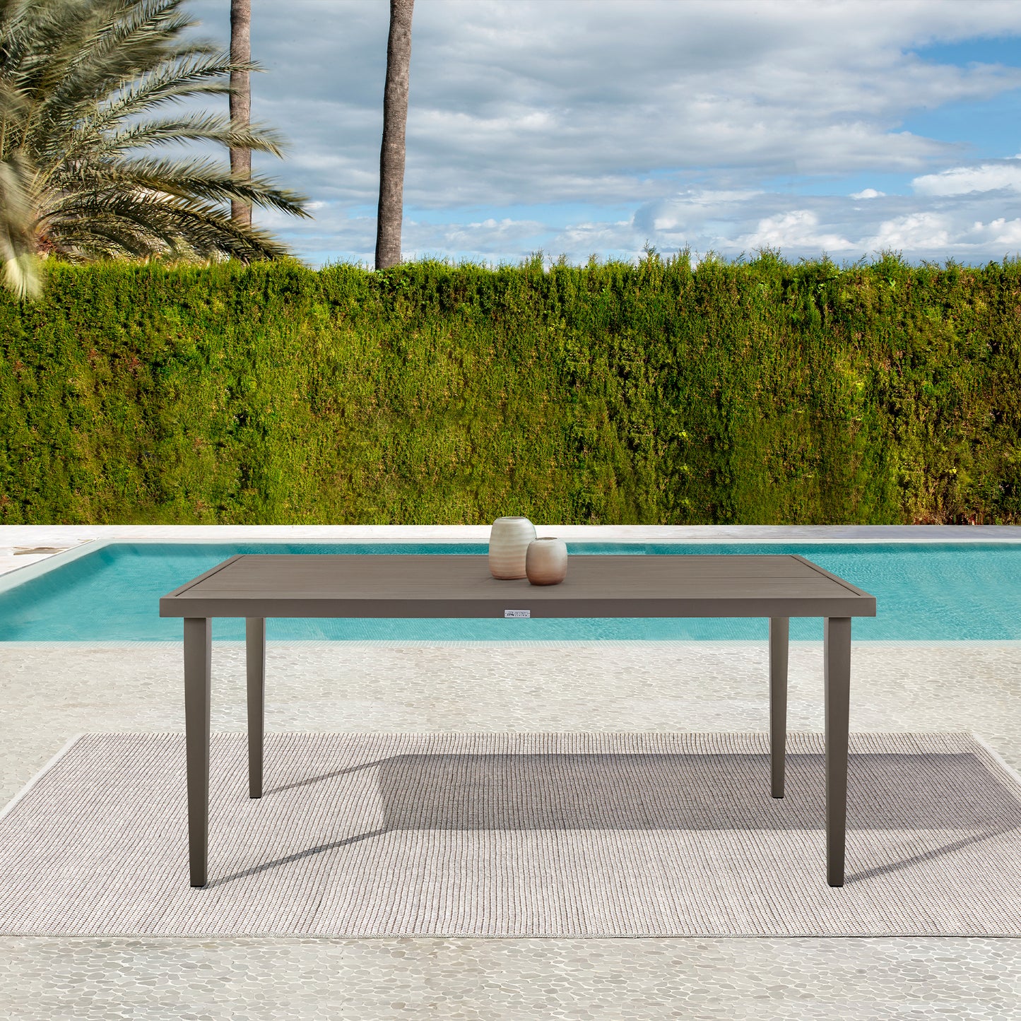 Silvana Outdoor Aluminum Gray Rectangle Dining Table By Armen Living | Outdoor Tables | Modishstore
