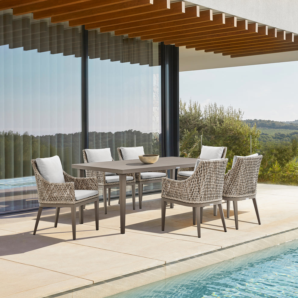 Silvana Outdoor Aluminum Gray Rectangle Dining Table By Armen Living | Outdoor Tables | Modishstore - 3