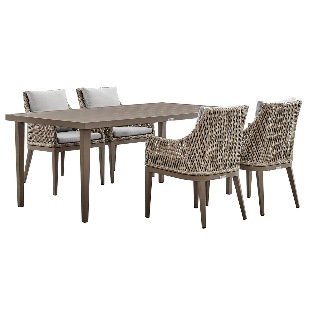 Silvana 5 Piece Gray Aluminum Outdoor Dining Set with Gray Fabric By Armen Living | Outdoor Dining Sets | Modishstore - 2