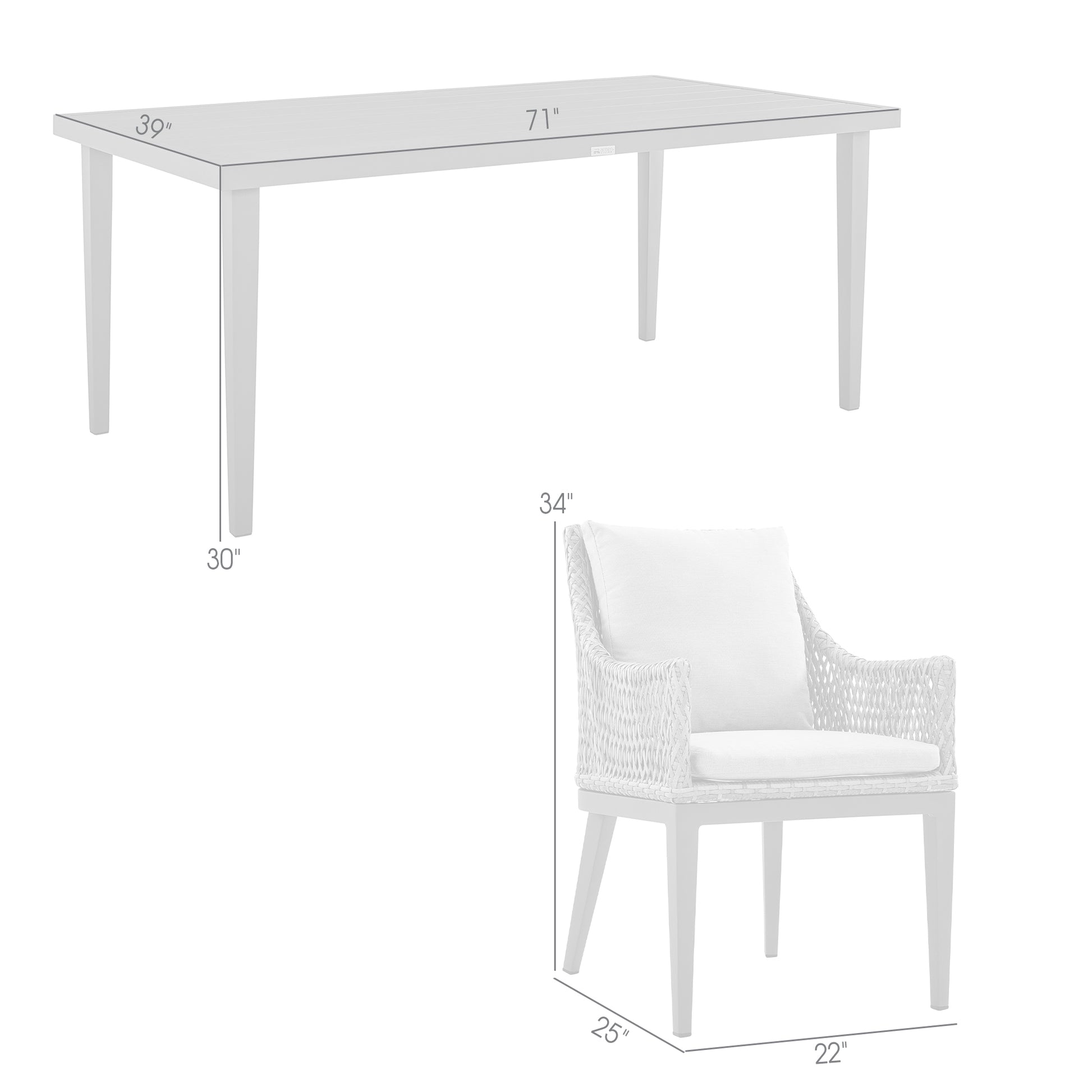 Silvana 5 Piece Gray Aluminum Outdoor Dining Set with Gray Fabric By Armen Living | Outdoor Dining Sets | Modishstore - 9