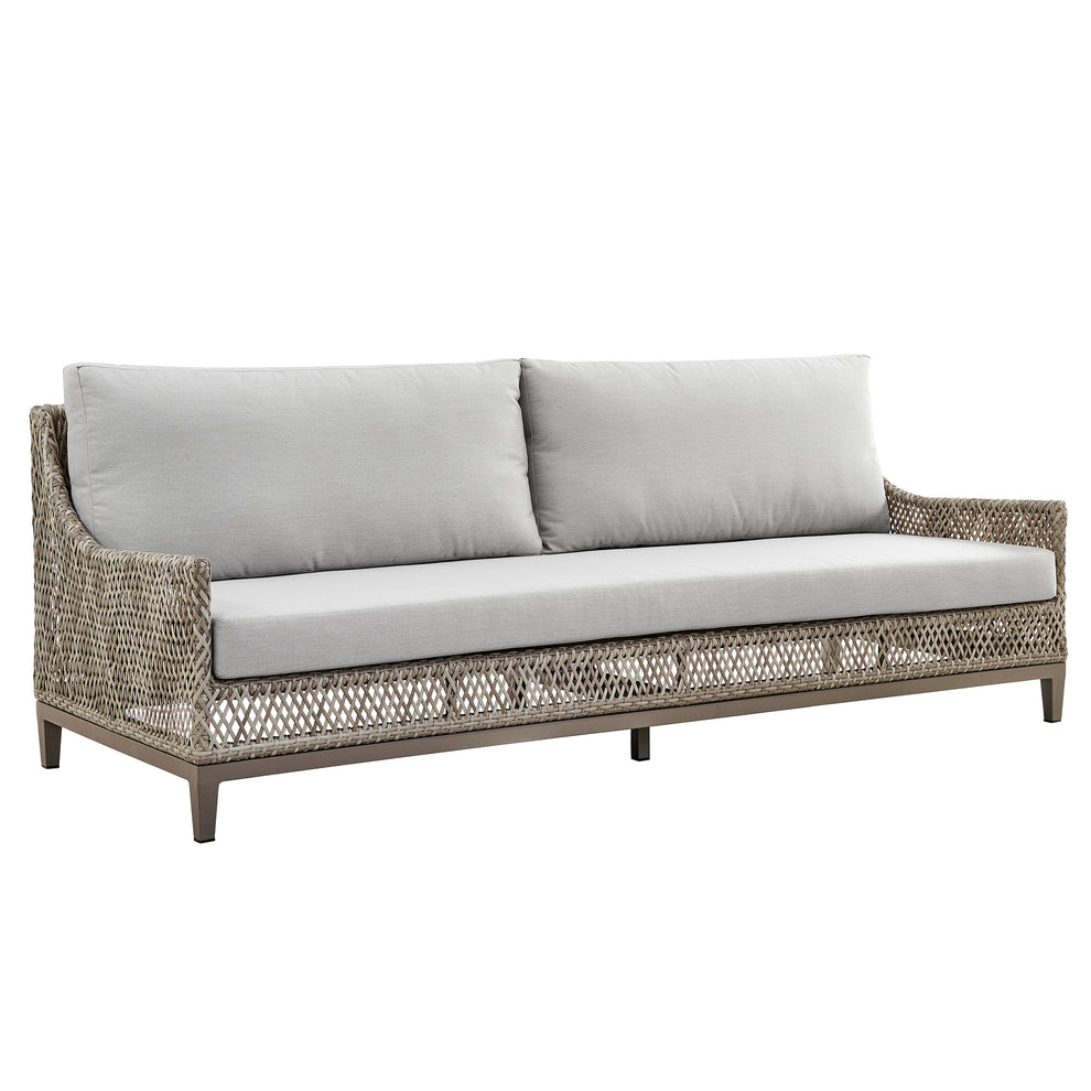 Silvana 4 Piece Outdoor Gray Fabric and Wicker Conversation Set By Armen Living | Outdoor Sofas, Loveseats & Sectionals | Modishstore - 3