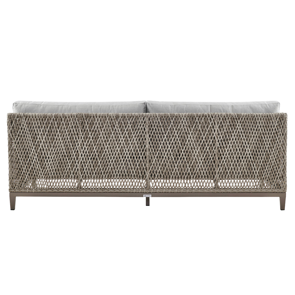 Silvana 4 Piece Outdoor Gray Fabric and Wicker Conversation Set By Armen Living | Outdoor Sofas, Loveseats & Sectionals | Modishstore - 4