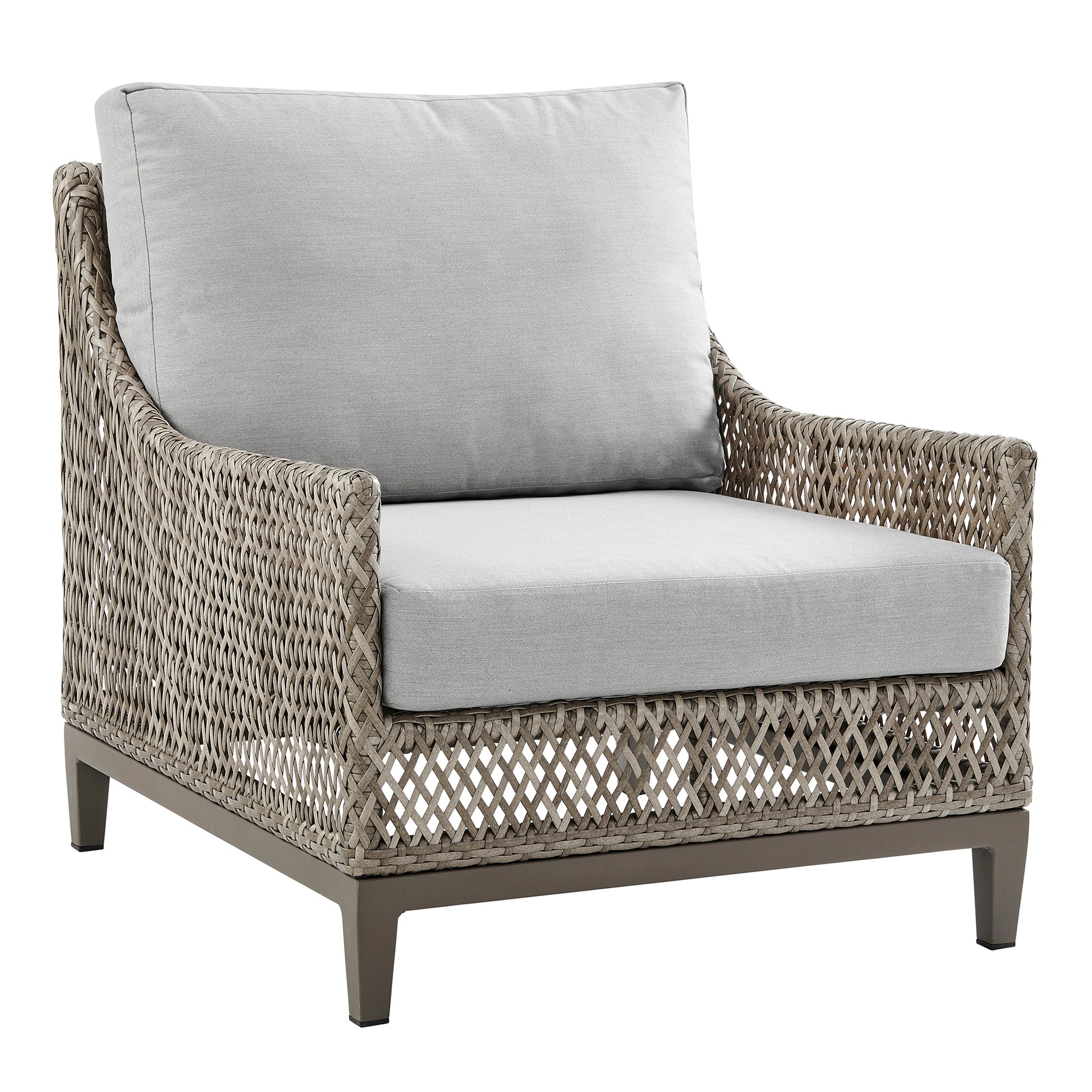 Silvana 4 Piece Outdoor Gray Fabric and Wicker Conversation Set By Armen Living | Outdoor Sofas, Loveseats & Sectionals | Modishstore - 5
