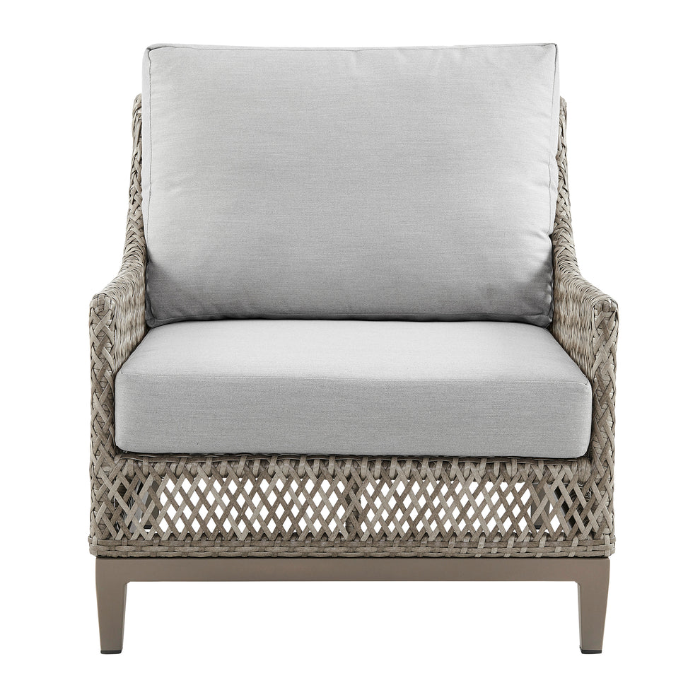 Silvana 4 Piece Outdoor Gray Fabric and Wicker Conversation Set By Armen Living | Outdoor Sofas, Loveseats & Sectionals | Modishstore - 6