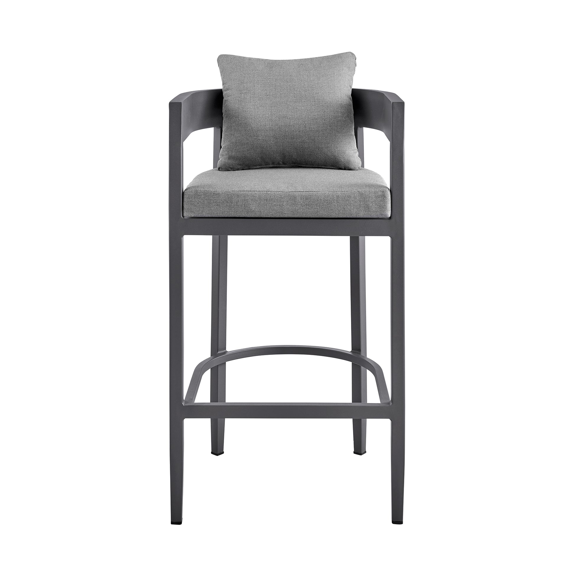 Argiope Outdoor Patio Counter Height Bar Stool in Aluminum with Grey Cushions By Armen Living | Bar Stools | Modishstore - 4
