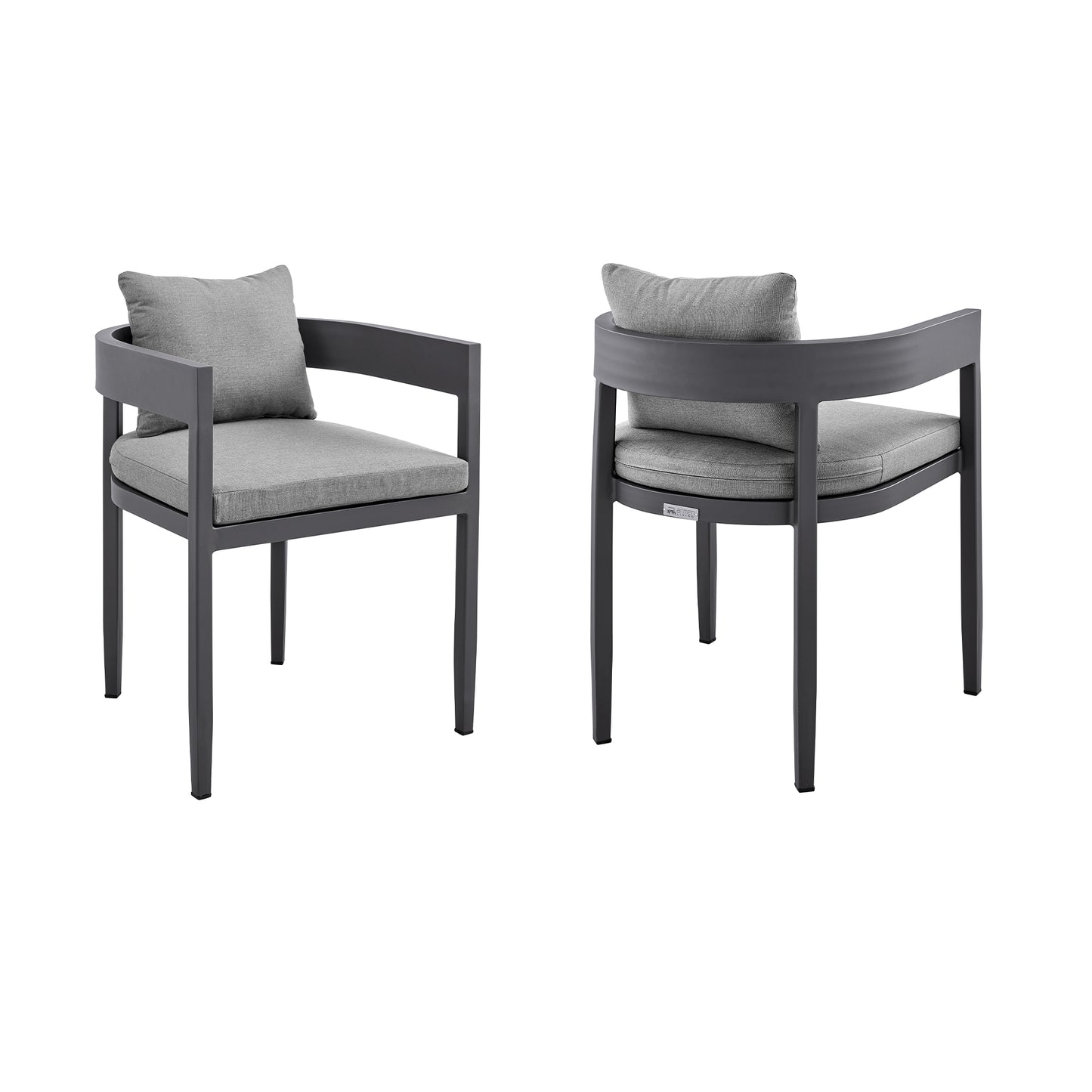 Argiope Outdoor Patio Dining Chairs in Aluminum with Grey Cushions - Set of 2 By Armen Living | Outdoor Chairs | Modishstore - 2