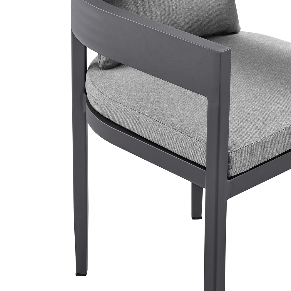 Argiope Outdoor Patio Dining Chairs in Aluminum with Grey Cushions - Set of 2 By Armen Living | Outdoor Chairs | Modishstore - 11