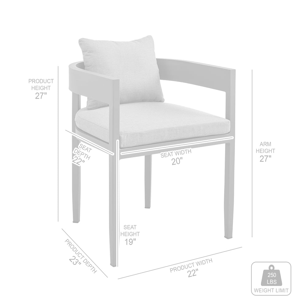Argiope Outdoor Patio Dining Chairs in Aluminum with Grey Cushions - Set of 2 By Armen Living | Outdoor Chairs | Modishstore - 10