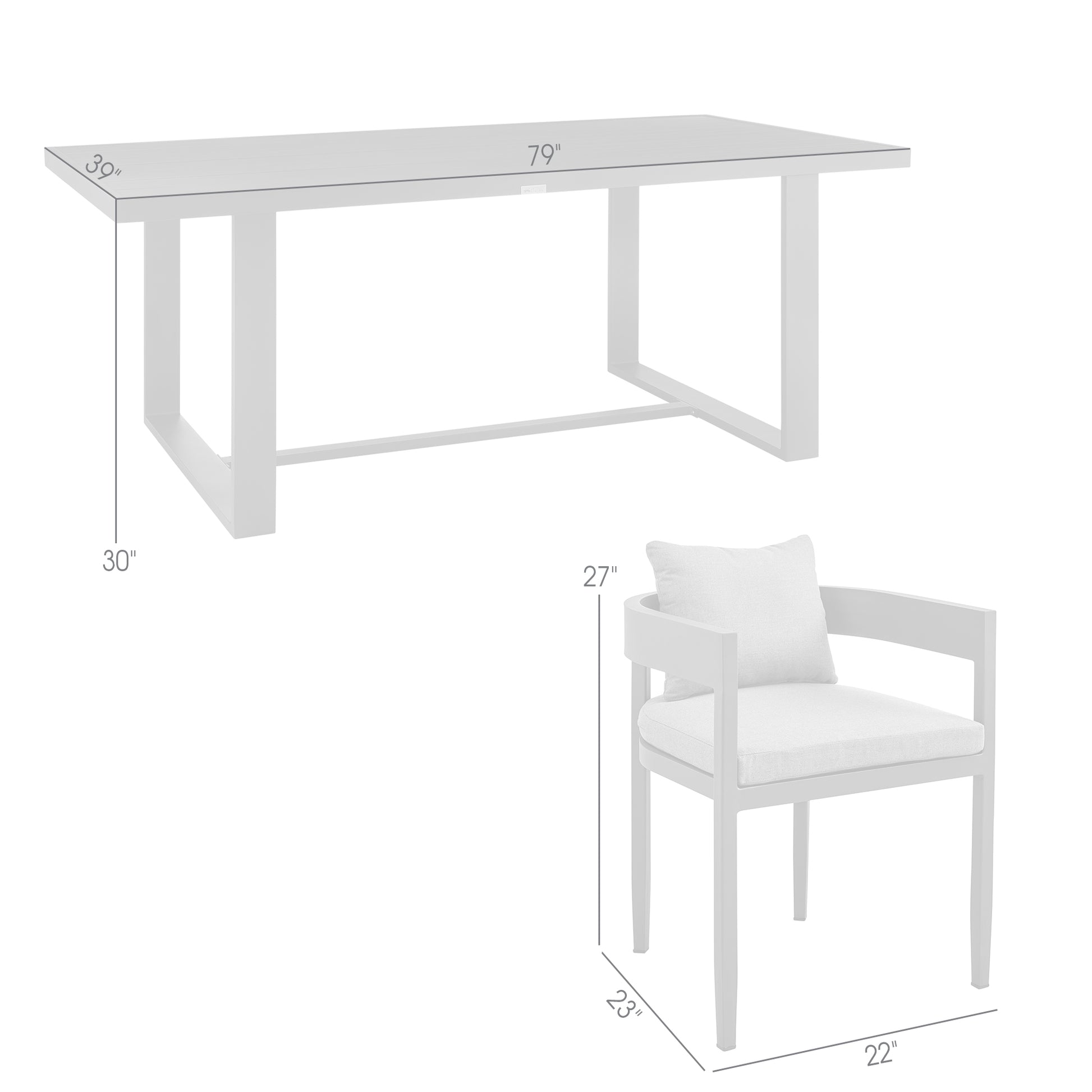 Argiope Outdoor Patio 7-Piece Dining Table Set in Aluminum with Grey Cushions By Armen Living | Outdoor Dining Sets | Modishstore - 9