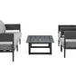 Argiope 4 Piece Outdoor Dark Gray Aluminum & Fabric Outdoor Conversation Set By Armen Living | Outdoor Sofas, Loveseats & Sectionals | Modishstore - 2