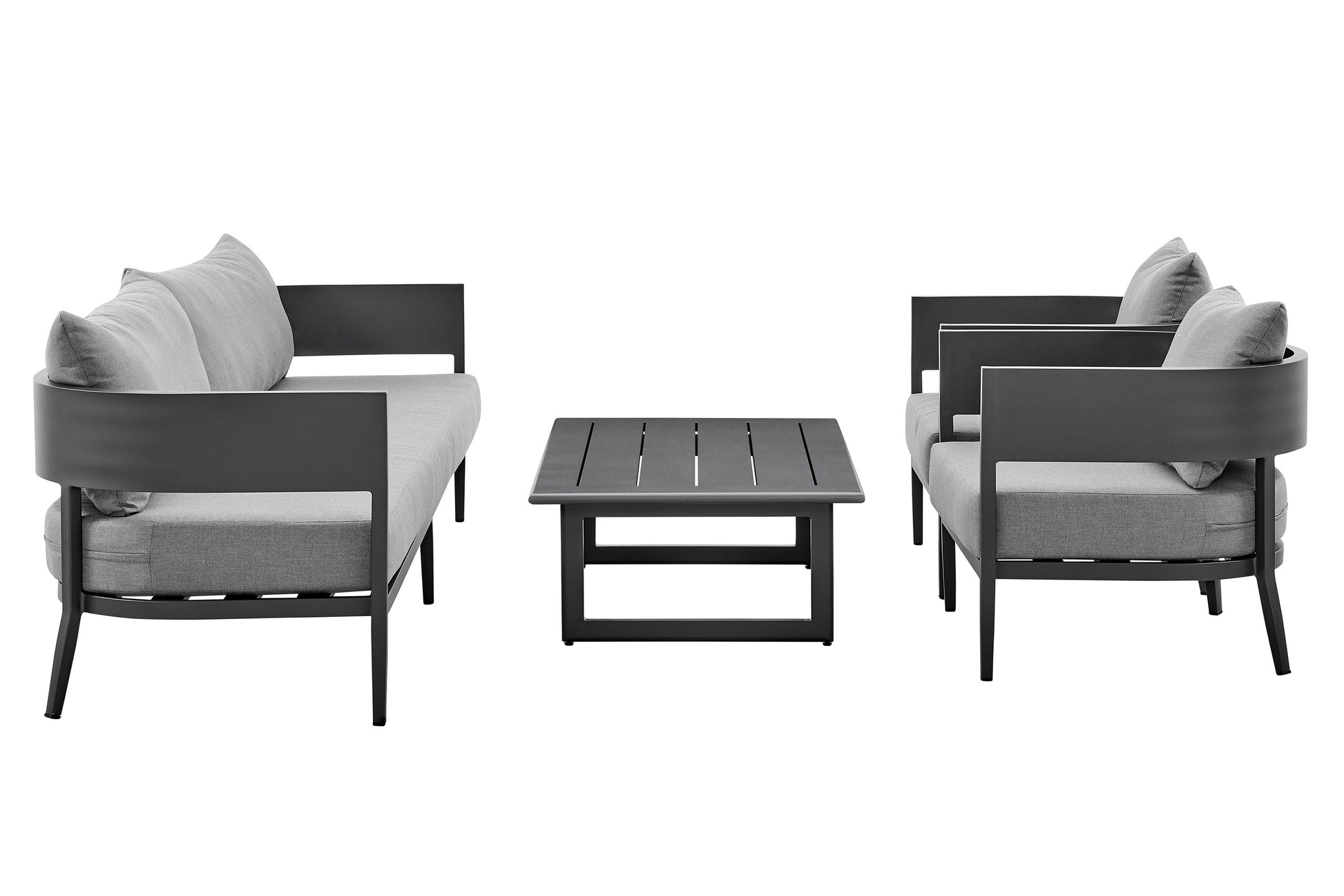 Argiope 4 Piece Outdoor Dark Gray Aluminum & Fabric Outdoor Conversation Set By Armen Living | Outdoor Sofas, Loveseats & Sectionals | Modishstore - 2