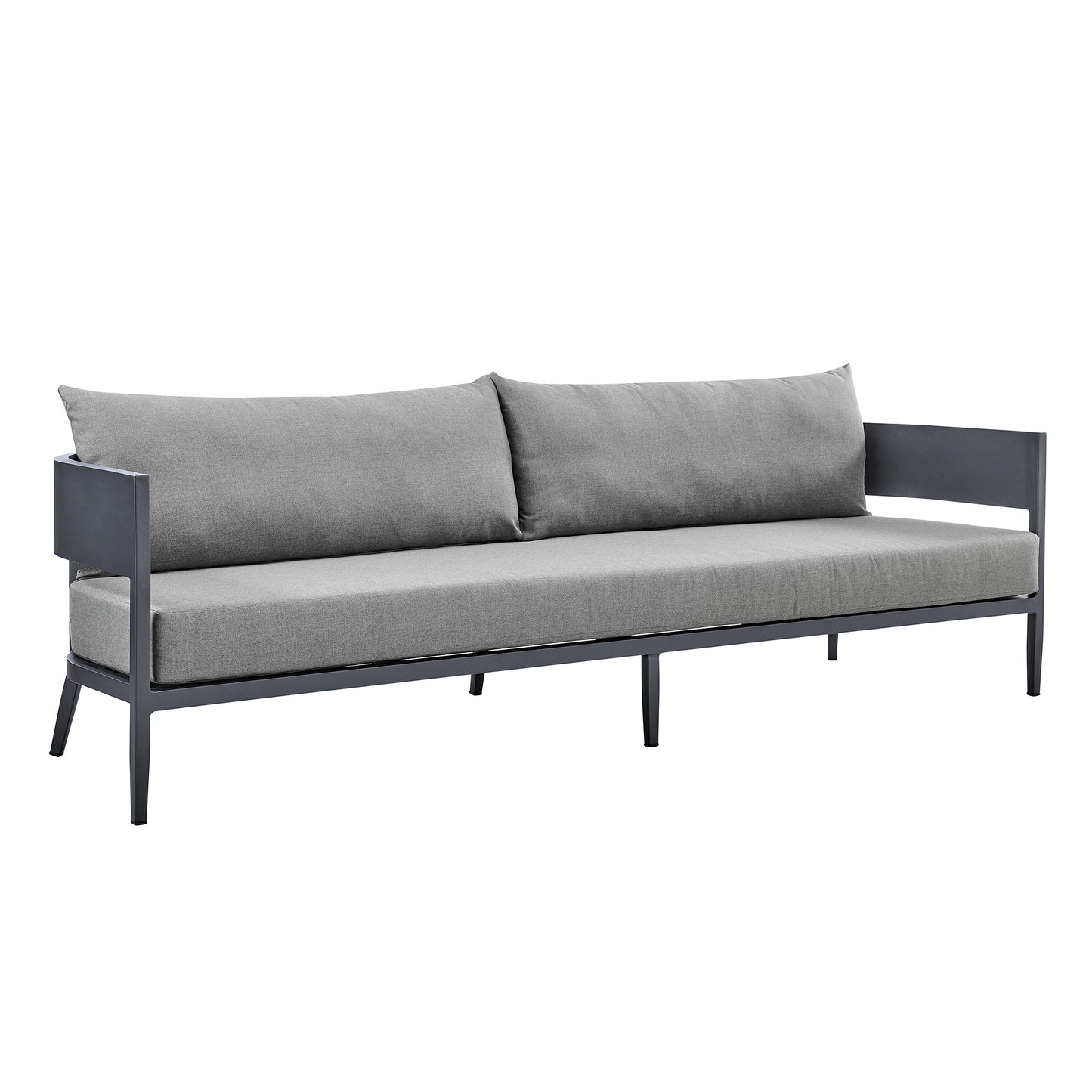 Argiope 4 Piece Outdoor Dark Gray Aluminum & Fabric Outdoor Conversation Set By Armen Living | Outdoor Sofas, Loveseats & Sectionals | Modishstore - 3