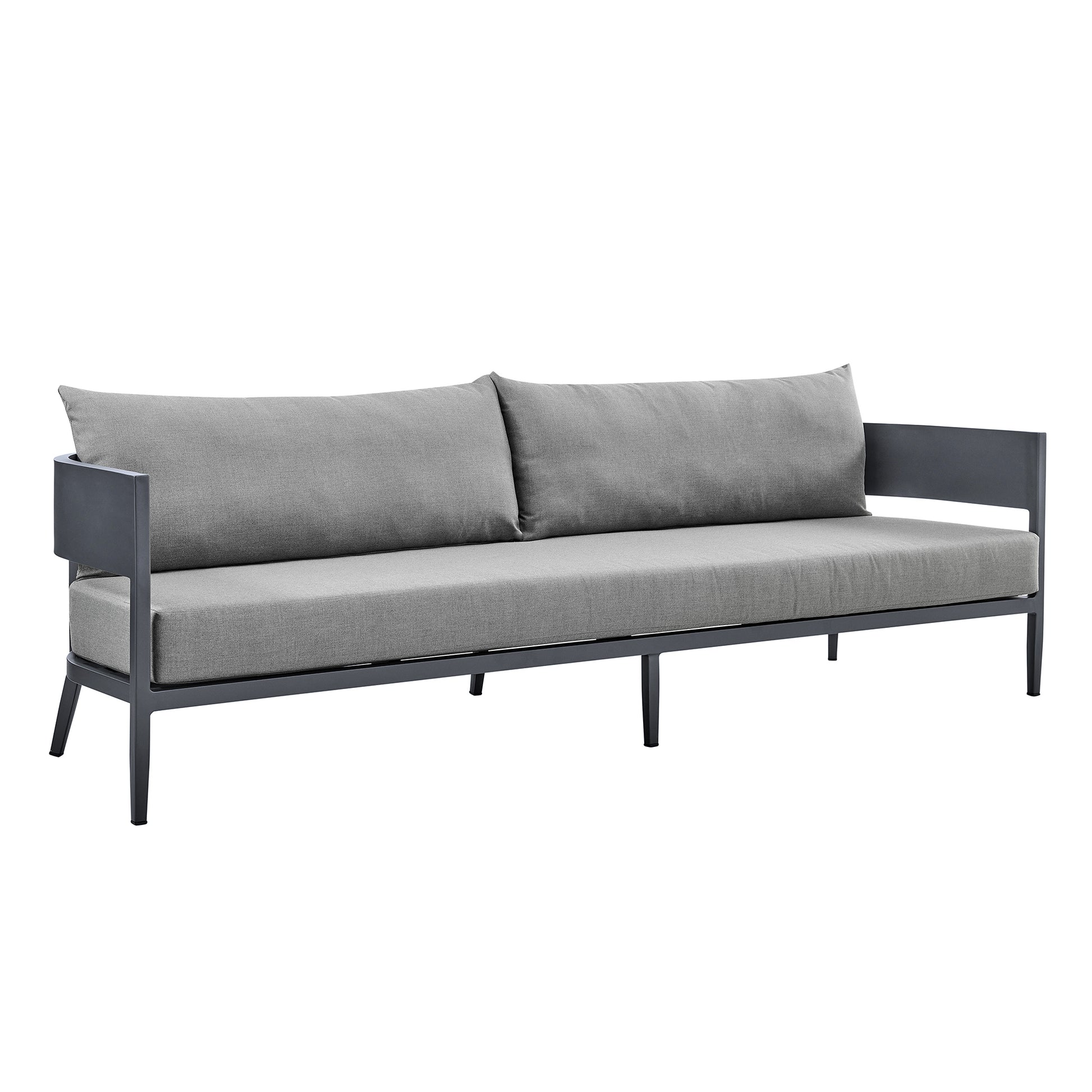 Argiope 4 Piece Outdoor Dark Gray Aluminum & Fabric Outdoor Conversation Set By Armen Living | Outdoor Sofas, Loveseats & Sectionals | Modishstore - 3