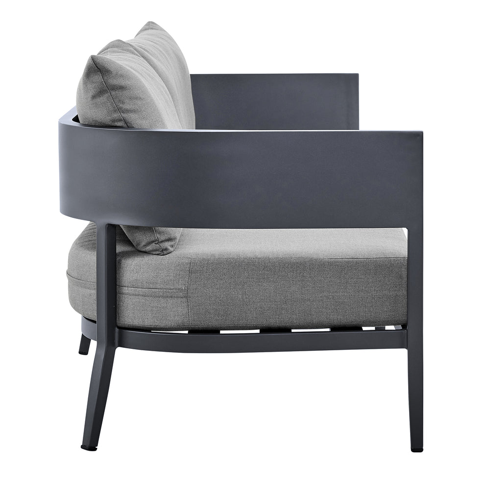 Argiope 4 Piece Outdoor Dark Gray Aluminum & Fabric Outdoor Conversation Set By Armen Living | Outdoor Sofas, Loveseats & Sectionals | Modishstore - 4