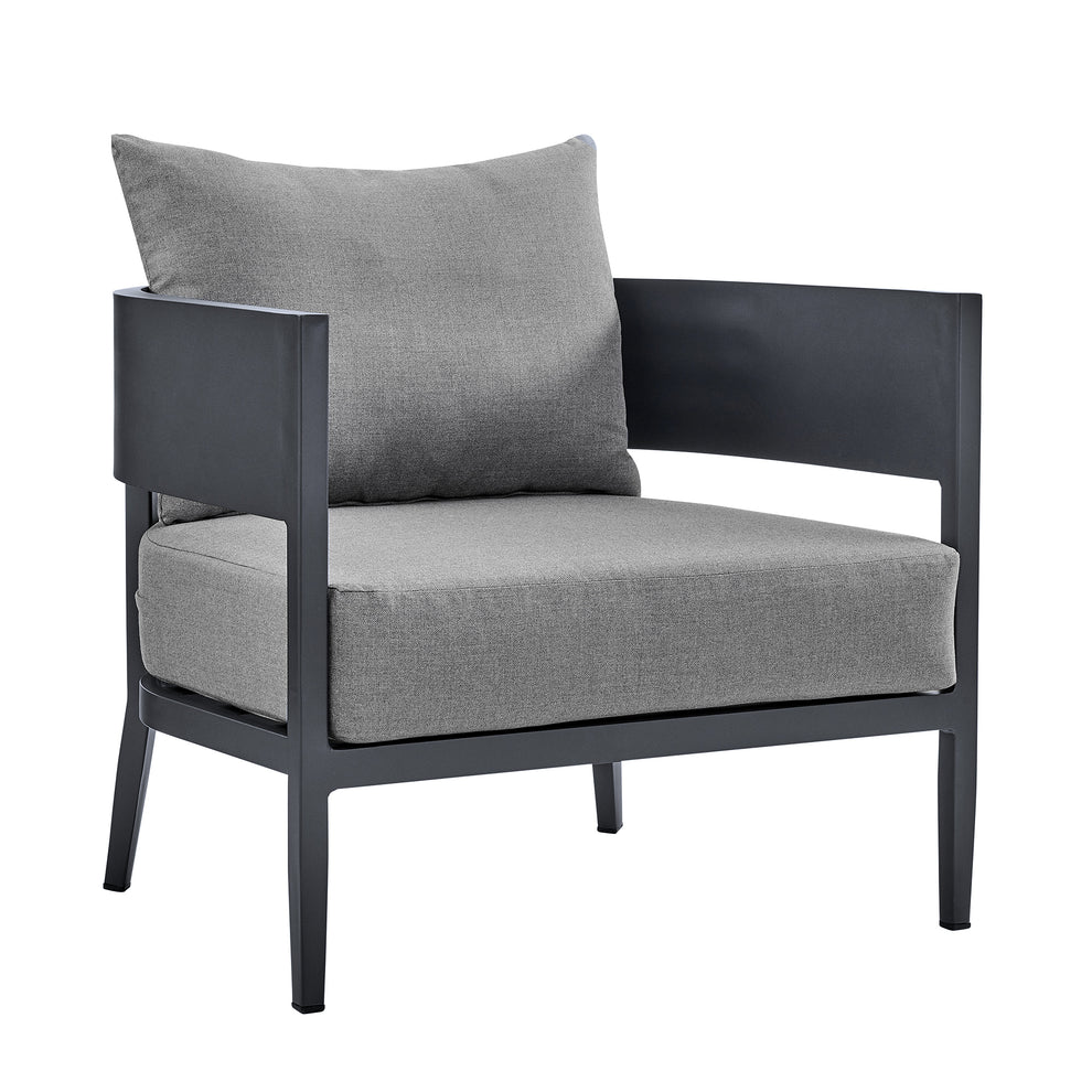 Argiope 4 Piece Outdoor Dark Gray Aluminum & Fabric Outdoor Conversation Set By Armen Living | Outdoor Sofas, Loveseats & Sectionals | Modishstore - 5
