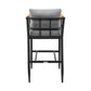 Wiglaf Outdoor Patio Bar Stool in Aluminum and Teak with Grey Cushions By Armen Living | Bar Stools | Modishstore - 7