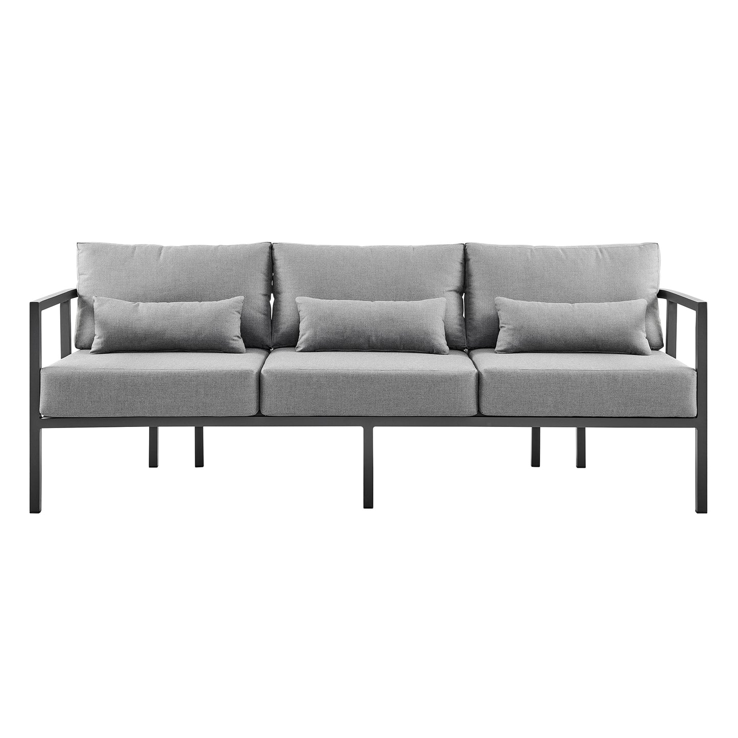 Venice 4 Piece Dark Gray Aluminum Outdoor Seating Set with Dark Gray Cushions By Armen Living | Outdoor Sofas, Loveseats & Sectionals | Modishstore - 3