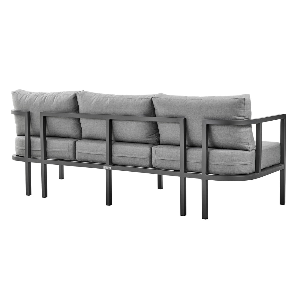 Venice 4 Piece Dark Gray Aluminum Outdoor Seating Set with Dark Gray Cushions By Armen Living | Outdoor Sofas, Loveseats & Sectionals | Modishstore - 4