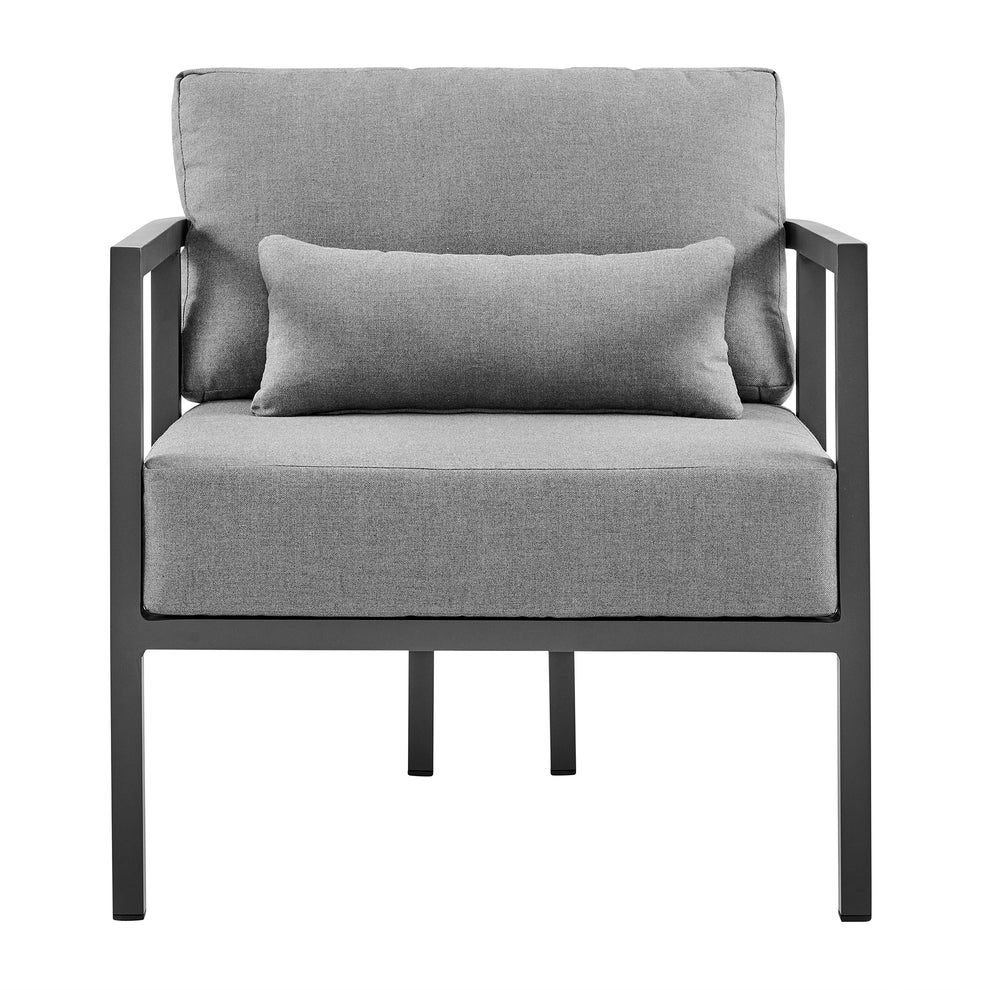 Venice 4 Piece Dark Gray Aluminum Outdoor Seating Set with Dark Gray Cushions By Armen Living | Outdoor Sofas, Loveseats & Sectionals | Modishstore - 6
