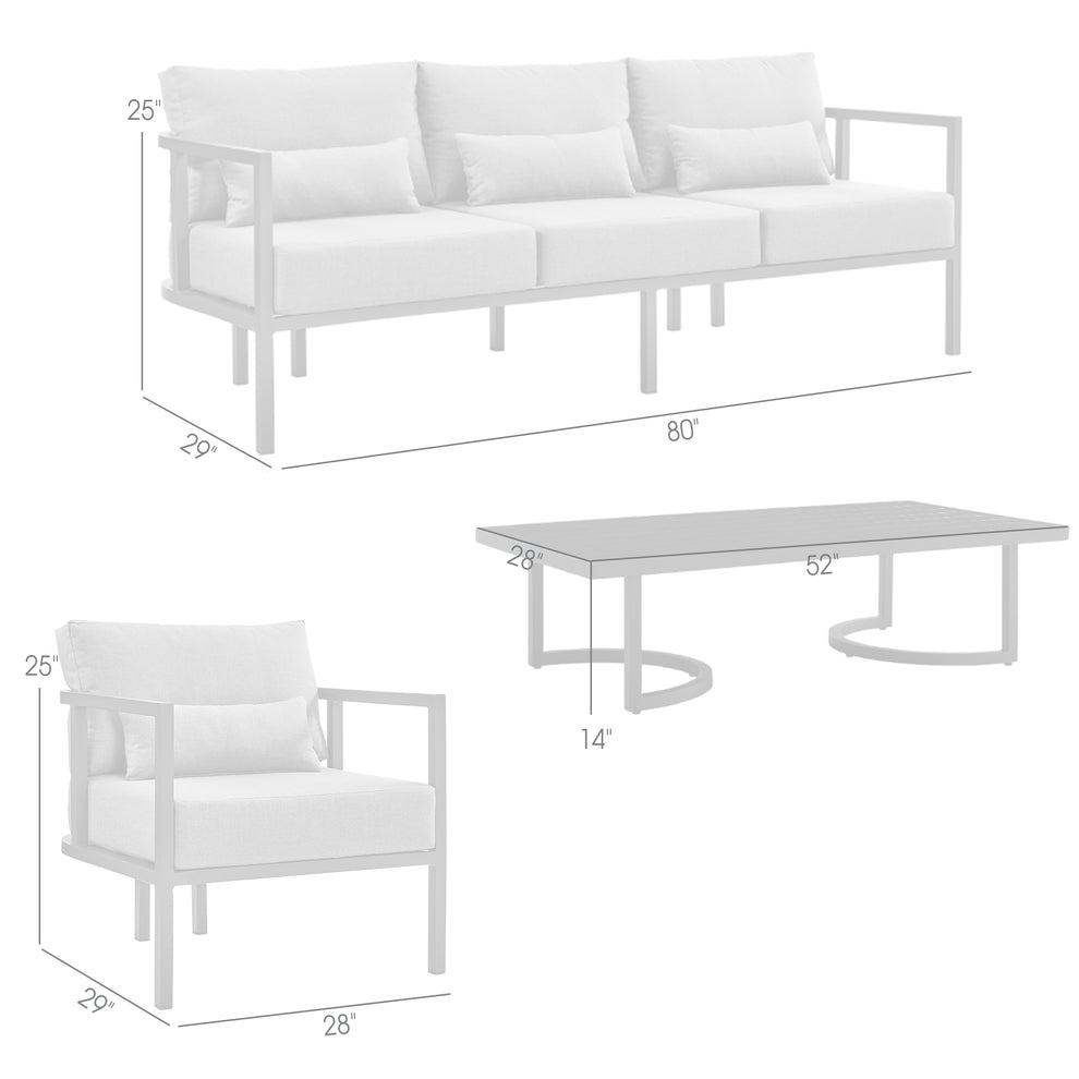 Venice 4 Piece Dark Gray Aluminum Outdoor Seating Set with Dark Gray Cushions By Armen Living | Outdoor Sofas, Loveseats & Sectionals | Modishstore - 9
