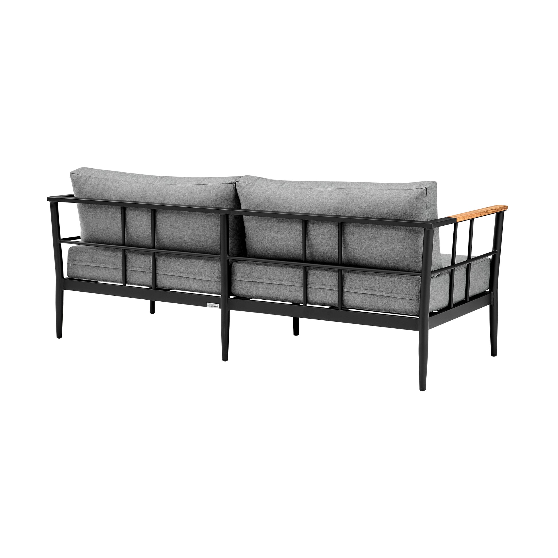 Shari Outdoor Patio 4-Piece Lounge Set in Aluminum with Teak Wood and Grey Cushions By Armen Living | Outdoor Sofas, Loveseats & Sectionals | Modishstore - 4