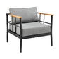 Shari Outdoor Patio 4-Piece Lounge Set in Aluminum with Teak Wood and Grey Cushions By Armen Living | Outdoor Sofas, Loveseats & Sectionals | Modishstore - 5