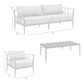 Shari Outdoor Patio 4-Piece Lounge Set in Aluminum with Teak Wood and Grey Cushions By Armen Living | Outdoor Sofas, Loveseats & Sectionals | Modishstore - 9