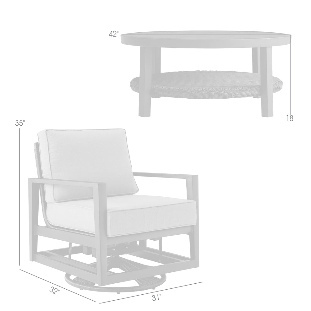 Grand 3 Piece Black Aluminum Outdoor Seating Set with Dark Gray Cushions By Armen Living | Outdoor Sofas, Loveseats & Sectionals | Modishstore - 9