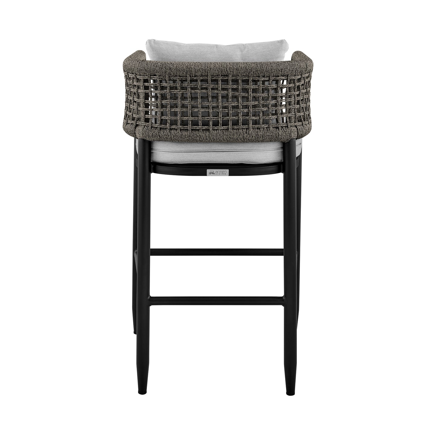 Felicia Outdoor Patio Counter Height Bar Stool in Aluminum with Grey Rope and Cushions By Armen Living | Bar Stools | Modishstore - 7