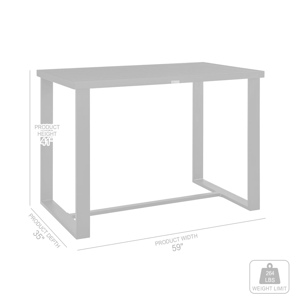 Felicia Outdoor Patio Bar Height Dining Table in Aluminum By Armen Living | Bar Tables | Modishstore - 9