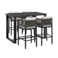 Felicia Outdoor Patio 5-Piece Bar Table Set in Aluminum with Grey Rope and Cushions By Armen Living | Bar Stools & Table | Modishstore - 2