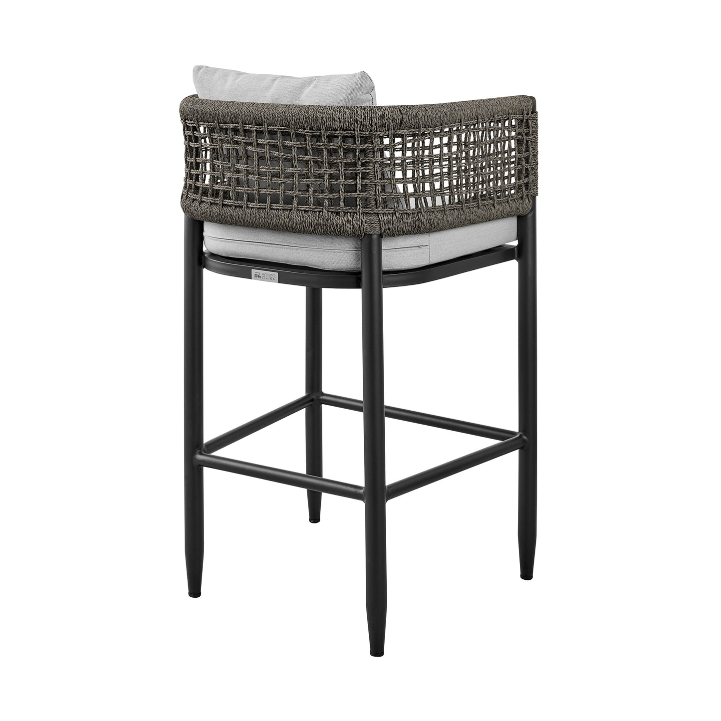 Felicia Outdoor Patio 5-Piece Bar Table Set in Aluminum with Grey Rope and Cushions By Armen Living | Bar Stools & Table | Modishstore - 4