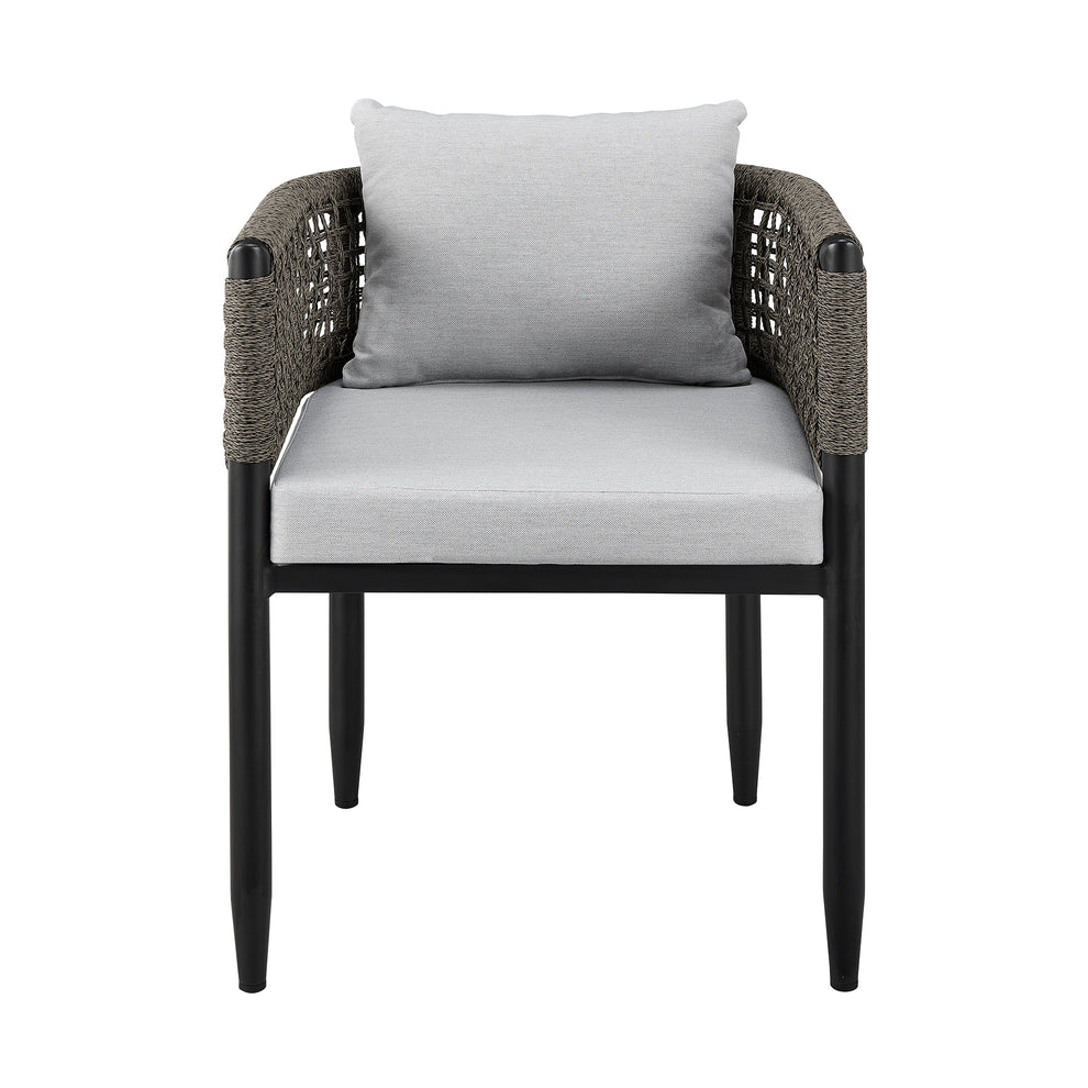Felicia Outdoor Patio Dining Chair in Aluminum with Grey Rope and Cushions - Set of 2 By Armen Living | Outdoor Chairs | Modishstore - 5
