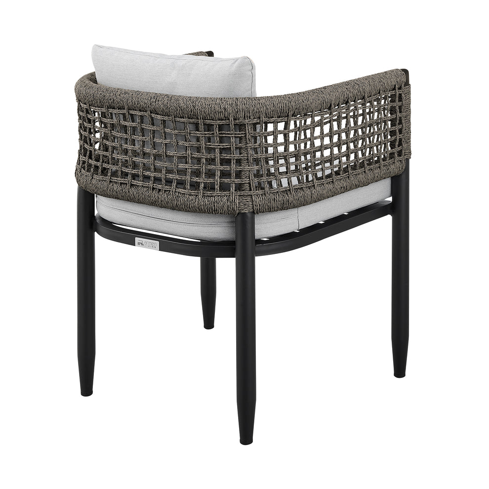 Felicia Outdoor Patio Dining Chair in Aluminum with Grey Rope and Cushions - Set of 2 By Armen Living | Outdoor Chairs | Modishstore - 7