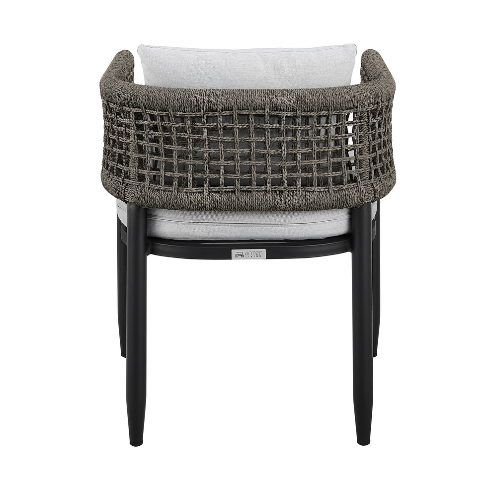 Felicia Outdoor Patio Dining Chair in Aluminum with Grey Rope and Cushions - Set of 2 By Armen Living | Outdoor Chairs | Modishstore - 8