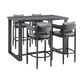 Argiope Outdoor Patio 5-Piece Bar Table Set in Aluminum with Grey Cushions By Armen Living | Bar Stools & Table | Modishstore - 2