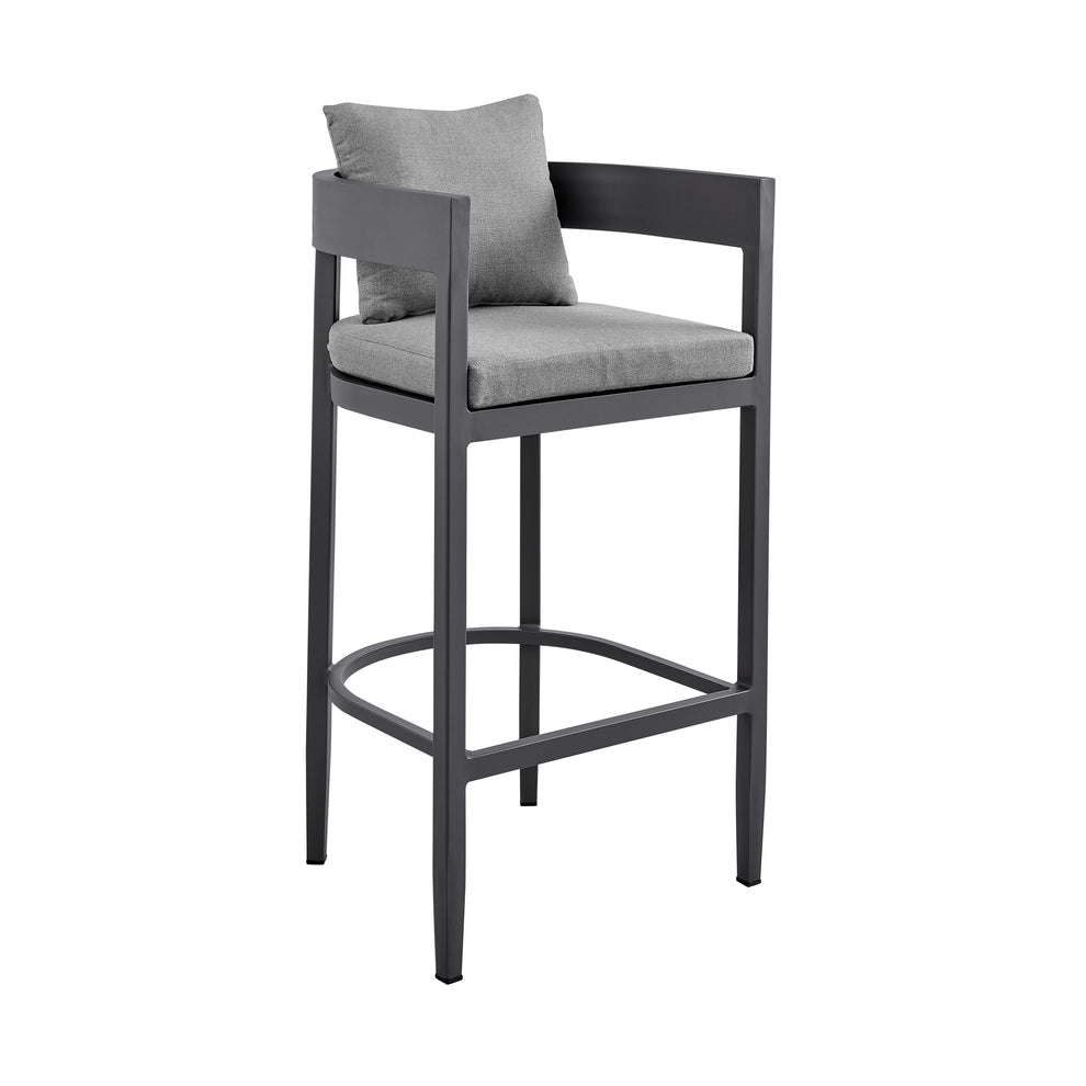 Argiope Outdoor Patio 5-Piece Bar Table Set in Aluminum with Grey Cushions By Armen Living | Bar Stools & Table | Modishstore - 3
