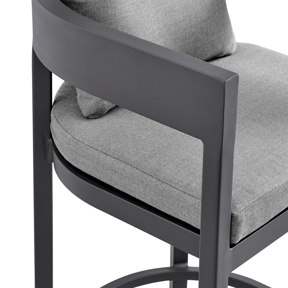 Argiope Outdoor Patio 5-Piece Bar Table Set in Aluminum with Grey Cushions By Armen Living | Bar Stools & Table | Modishstore - 7